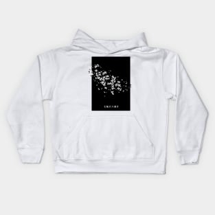 "Fall Down Seven Times, Stand Up Eight" Minimalist Japanese Flower Petals Black and White Streetwear Aesthetic Kids Hoodie